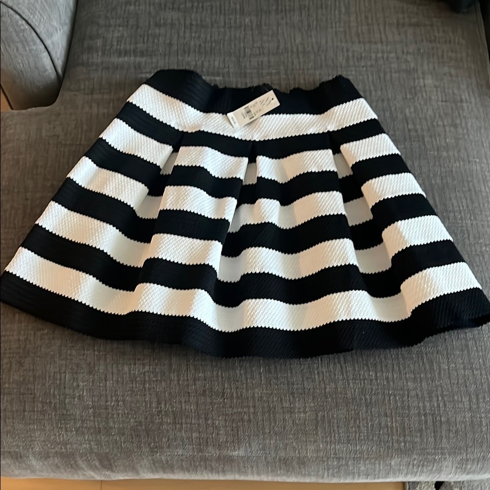 New York & Company Black and White Mini A-line Skirt with Pleats